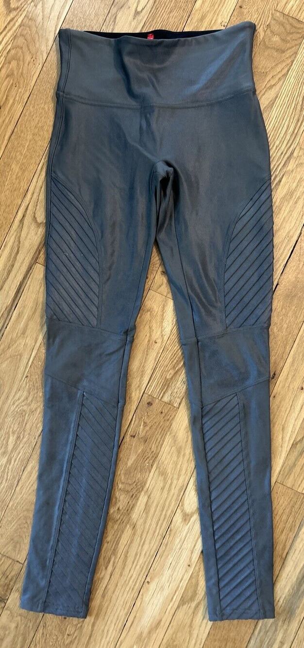 Women’s SPANX Gray Faux Leather MOTO Leather Leggings Size S *B8